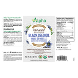 Alpha Black Seed Oil, Organic 250ml Label