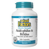 Bottle of Natural Factors Acidophilus & Bifidus - Double Strength 10 Billion 180 Capsules