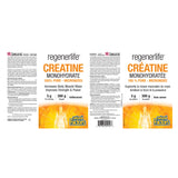 Natural Factors RegenerLife Creatine Monohydrate, Micronized Label