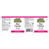 Natural Factors Zinc Chelate 25 mg Label
