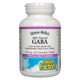 Bottle of Natural Factors Stress-Relax® 100% Natural GABA 100 mg Tropical Fruit Flavour 60 Chewable Tablets