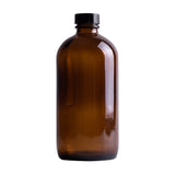 Earth's Aromatique - Amber Glass Round Bottle w/ Black Lid 16oz | Kolya Naturals, Canada