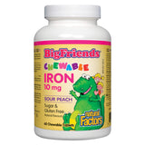 Bottle of Natural Factors Big Friends Chewable Iron 10mg Sour Peach 60 Chewable Tablets