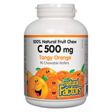 Bottle of Natural Factors 100% Natural Fruit Chew C 500mg Tangy Orange 90 Chewable Wafers