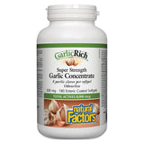 Bottle of Natural Factors GarlicRich® Super Strength Garlic Concentrate 180 EnteripureTM softgels