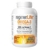 Bottle of Natural Factors RegenerLife Omega-3 Ultra Strength 2200mg Omega-3 150 Enteripure Softgels