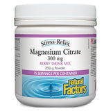 Container of Natural Factors Stress-Relax® Magnesium Citrate Powder Berry Drink Mix 250 Grams