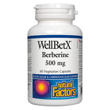 Bottle of Natural Factors WellBetX Berberine 500 mg 60 Vegetarian Capsules