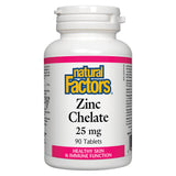 Bottle of Natural Factors Zinc Chelate 25 mg 90 Tablets