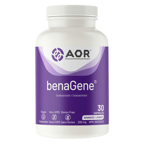 Bottle of AOR BenaGene 200 mg 30 Vegi-Caps
