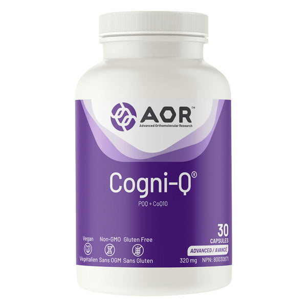 Bottle of AOR Cogni-Q 30 Vegi-Caps
