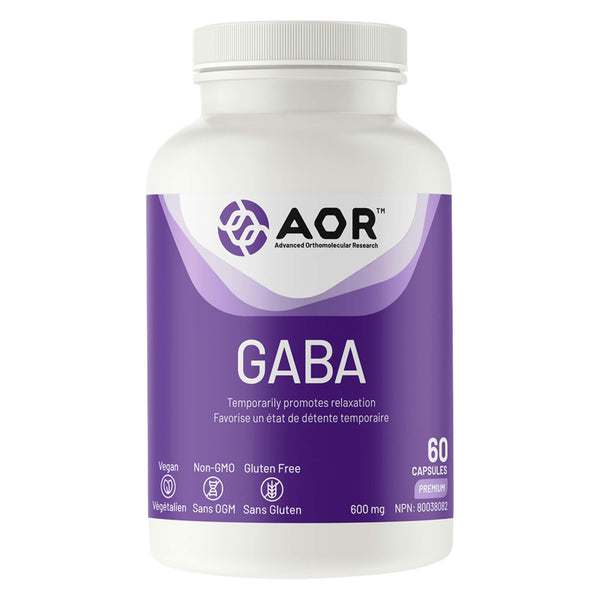 Bottle of AOR GABA 600mg 60 Capsules
