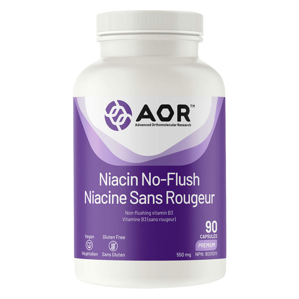 Bottle of AOR Niacin No-Flush 90 Capsules
