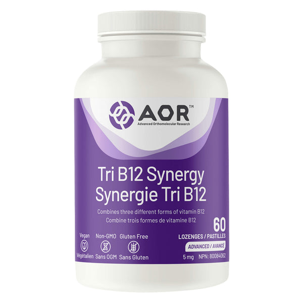 Bottle of AOR Tri-B12 Synergy 5mg 60 Lozenges
