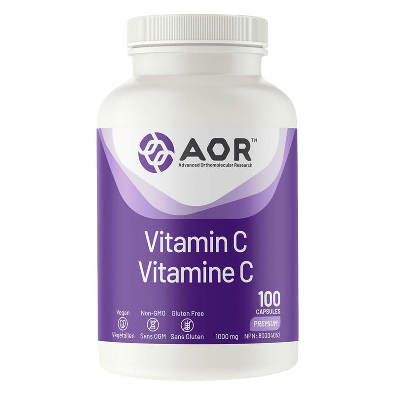 Bottle of AOR Vitamin C 1000 mg 100 Vegi-Caps
