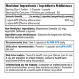 Bottle of Alora Naturals Alpha-GPC 600mg Information
