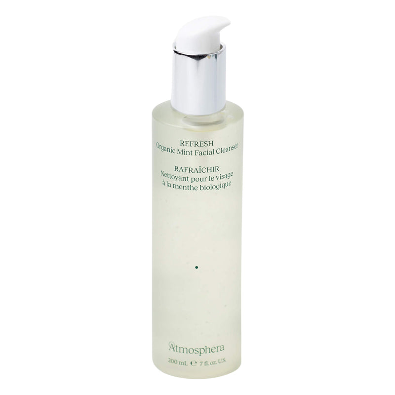 Bottle of Atmosphera Refresh Organic Facial Cleanser with Peppermint + Spearmint 200ml