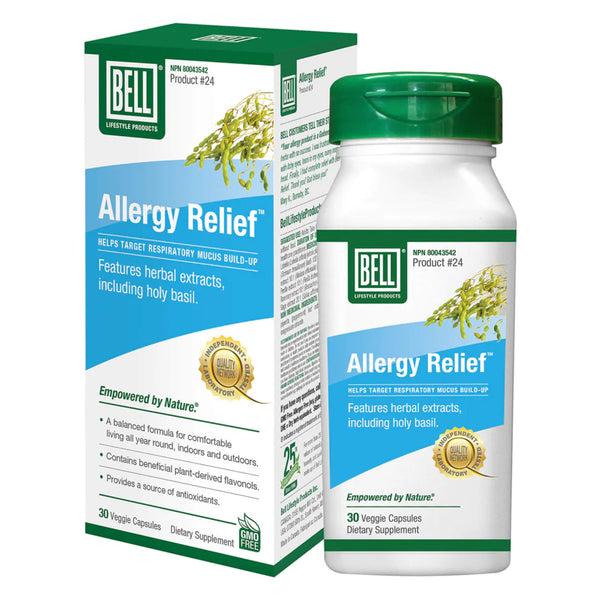 Box & Bottle of Bell Allergy Relief™ 30 Veggie Capsules
