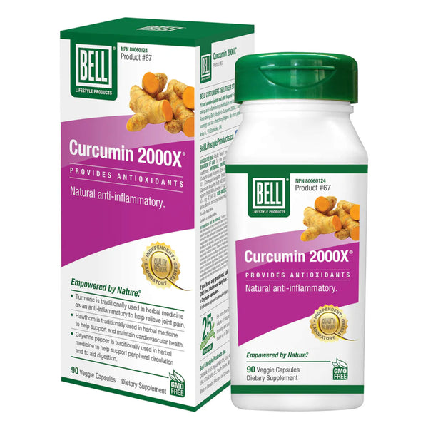 Box & Bottle of Bell Curcumin 2000X® 90 Veggie Capsules
