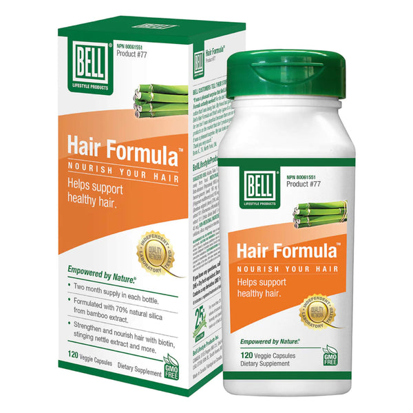 Box & Bottle of Bell Hair Formula™ 120 Veggie Capsules
