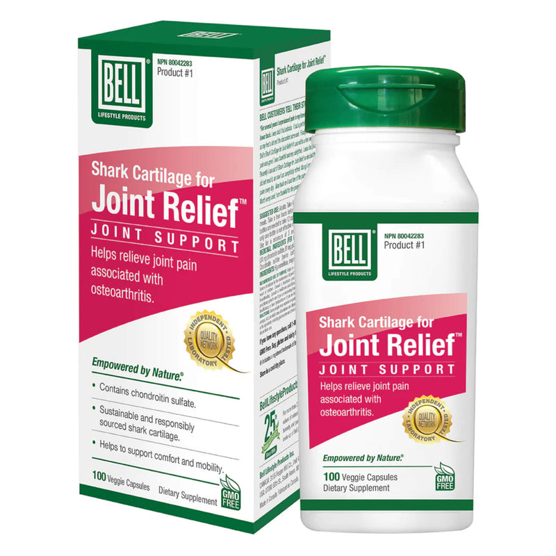 Box & Bottle of Bell Shark Cartilage for Joint Relief™ 100 Veggie Capsules
