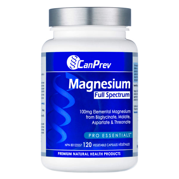 Bottle of CanPrev Magnesium Full Spectrum 120 V-caps
