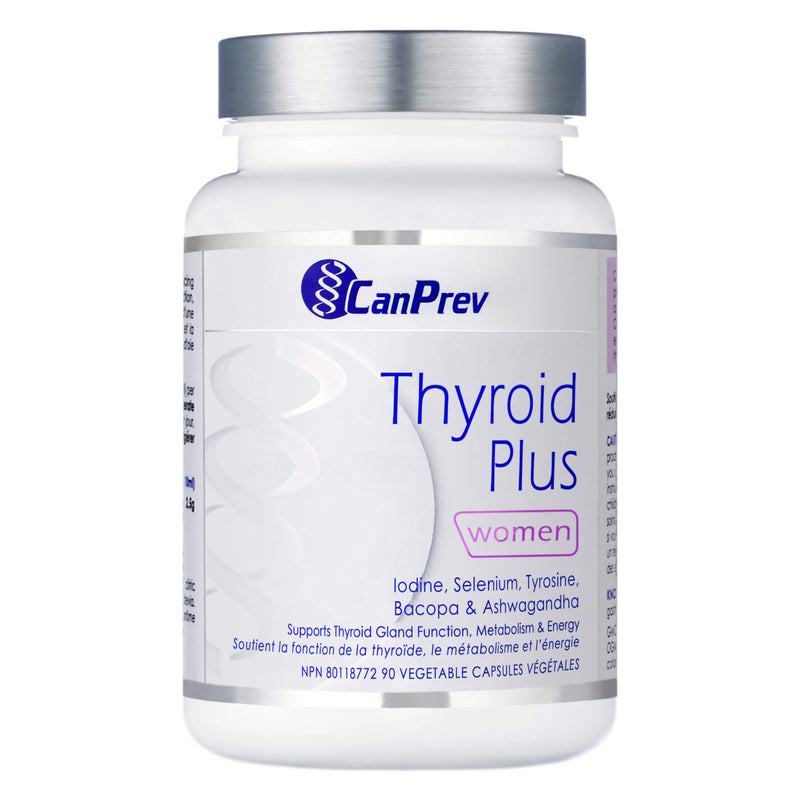 Bottle of CanPrev Thyroid Plus 90 Vegetable Capsules
