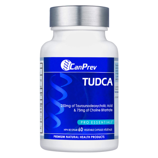 Bottle of CanPrev Tudca 250mg of Tauroursodexycholic Acid & 75mg of Choline Bitartrate 60 Vegetable Capsules