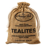 Bag of Cheeky Bee Candle Company 10-Count Jute Bag Tealites – Gold
