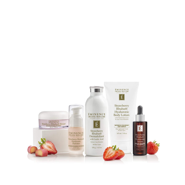 Eminence Strawberry Rhubarb Hyaluronic Collection Group Photo
