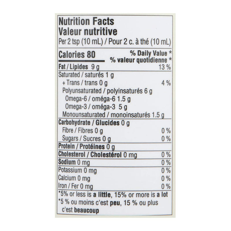 Flora Flax Oil Information - Nutrition Facts
