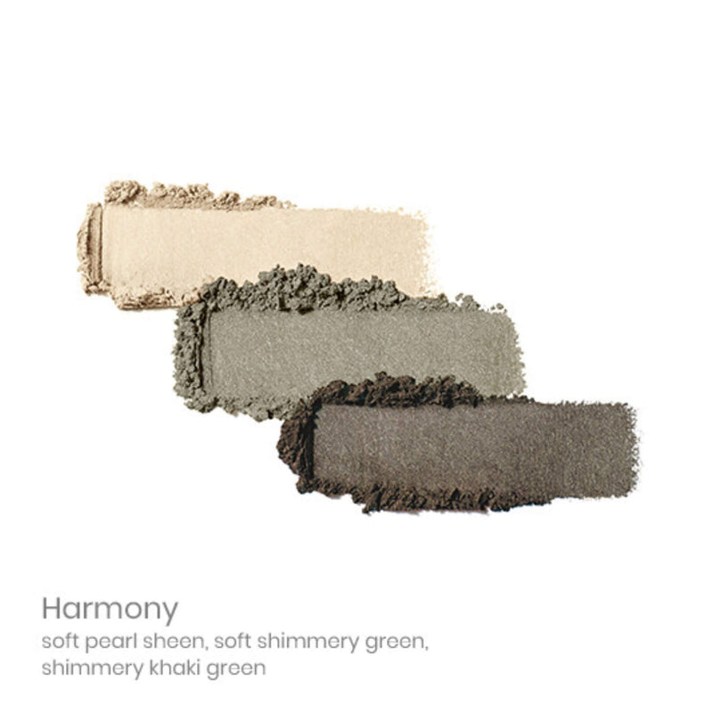 Swatch of Jane Iredale PurePressed Eyeshadow Trio Harmony
