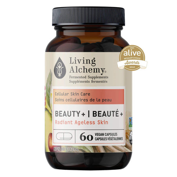 Bottle of Living Alchemy Beauty+ 60 Vegan Capsules
