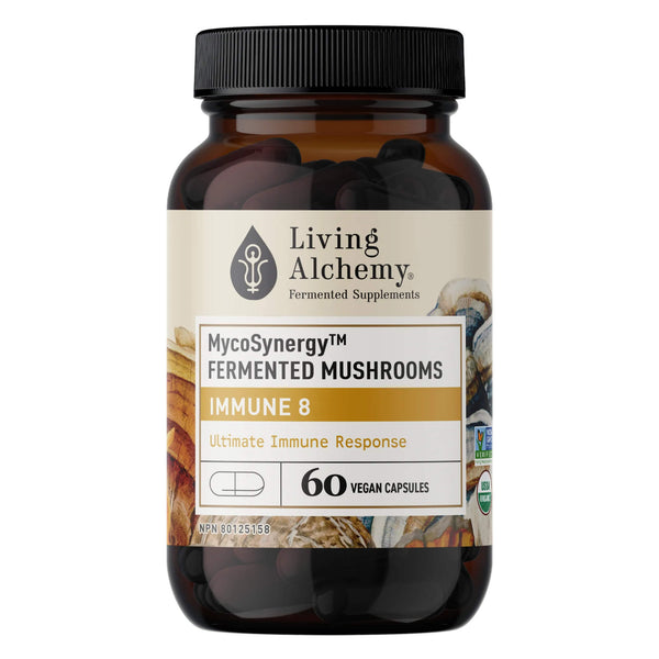 Bottle of Living Alchemy MycoSynergy Fermented Mushrooms - Immune 8 60 Vegan Capsules
