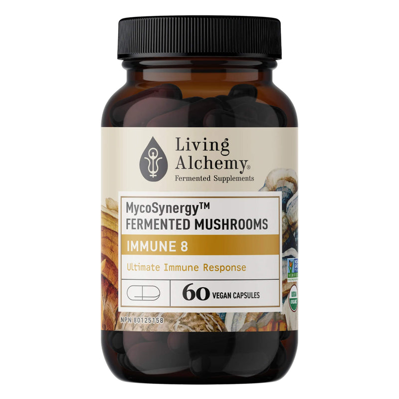 Bottle of Living Alchemy MycoSynergy Fermented Mushrooms - Immune 8 60 Vegan Capsules
