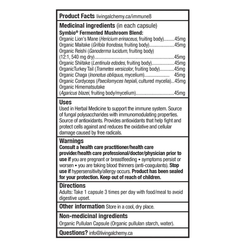 Living Alchemy MycoSynergy Fermented Mushrooms - Immune 8 Information
