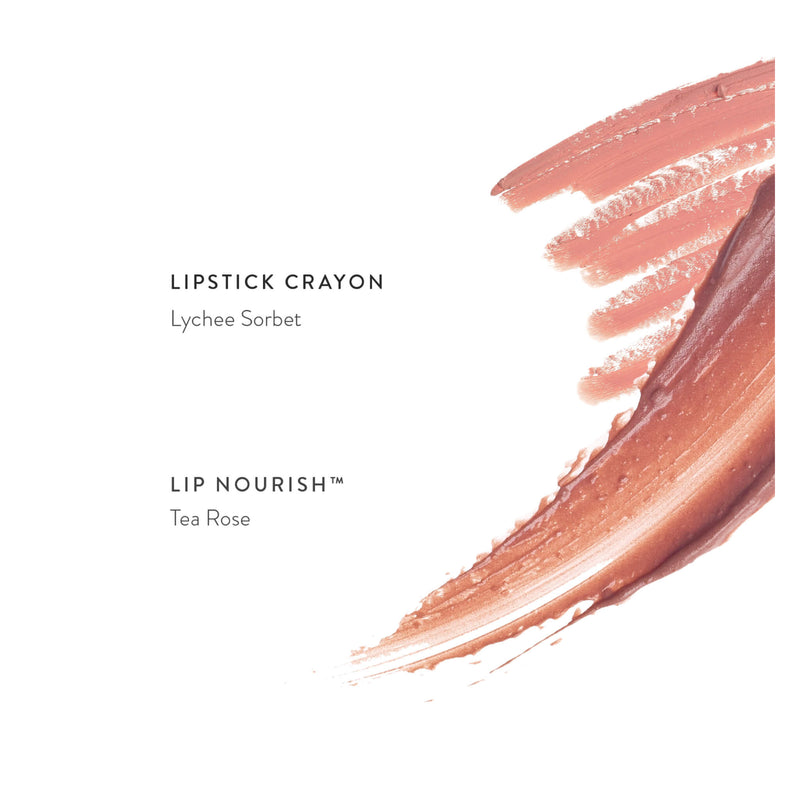 Swatches of Luk Beautifood Recipe of a Lipstick - NUDE ROSE Duo of Tea Rose Lip Nourish + Lychee Sorbet Lipstick Crayon
