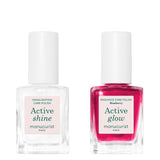 Bottles of Manucurist Ornament Mini Active Duo: Active Shine & Active Glow Blueberry 8mL
