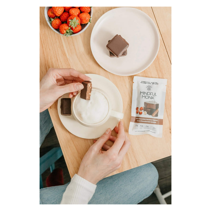 Mindful Monk Dark Chocolate Hazelnut Squares Lifestyle
