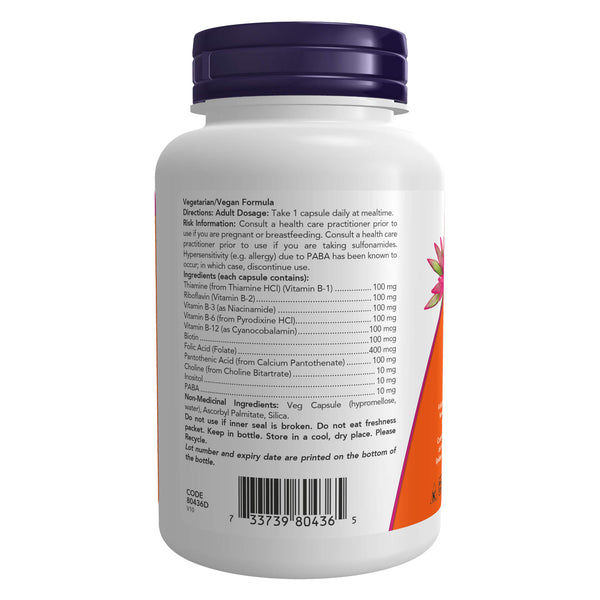 Bottle of NOW B-100 Complex 100 V-Caps Back
