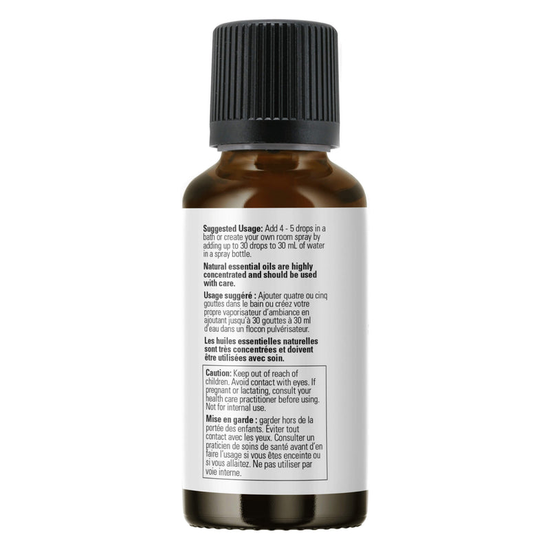 Bottle of NOW Essential Oil Blend - Myrrh 20% - commiphora myrrha Back

