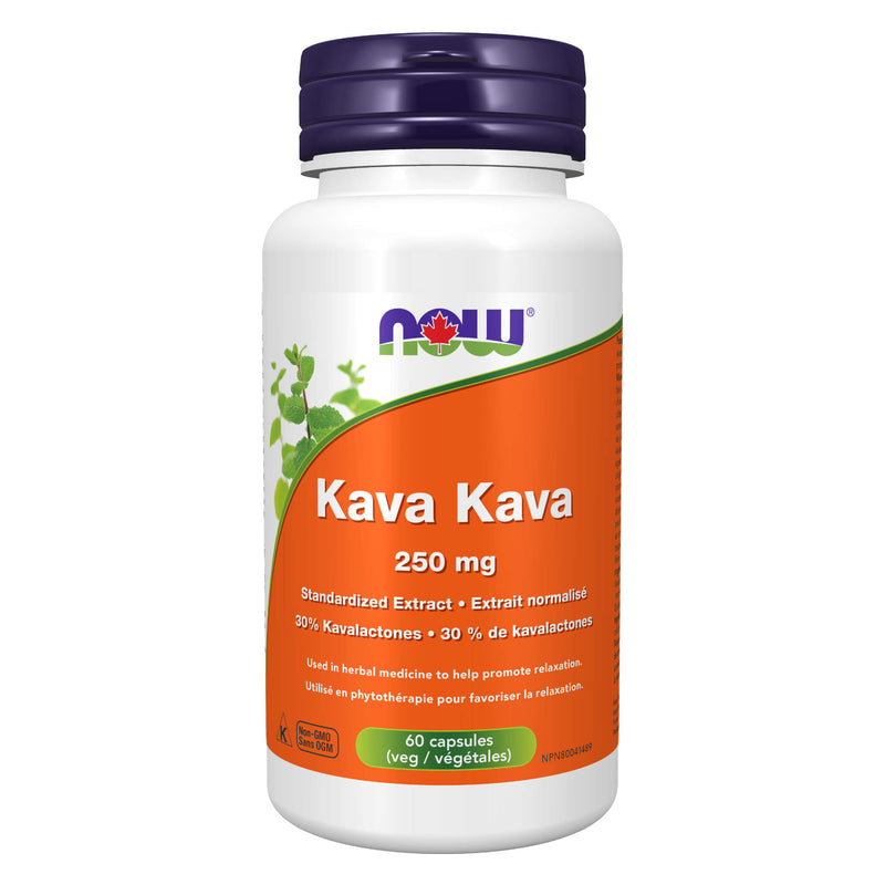 Bottle of NOW Kava Kava 250mg w/Siberian Ginseng 100mg 60Capsules

