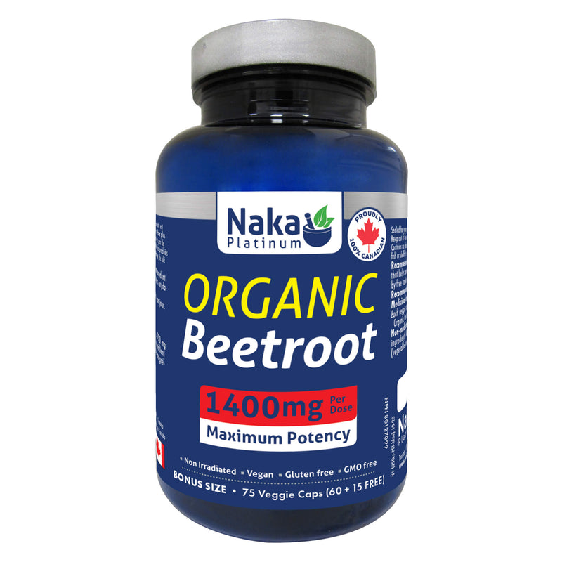 Bottle of Naka Organic Beet Root 75 Capsules

