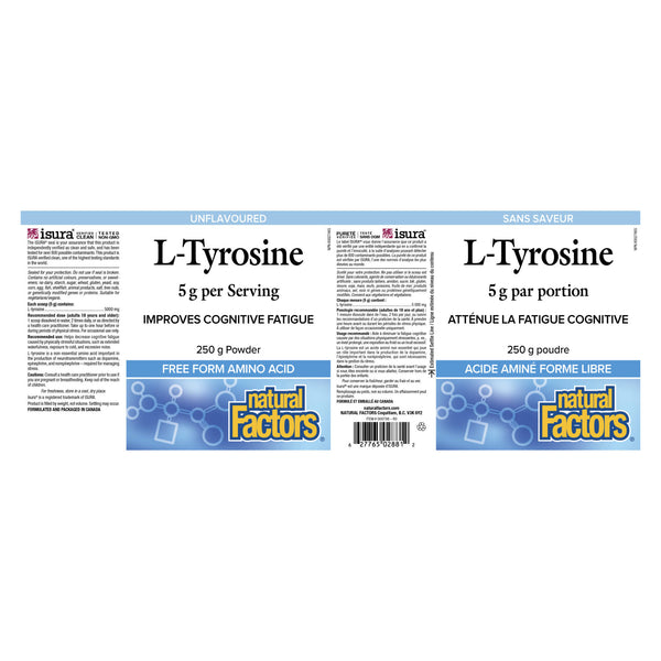Natural Factors L-Tyrosine 250g Powder Label
