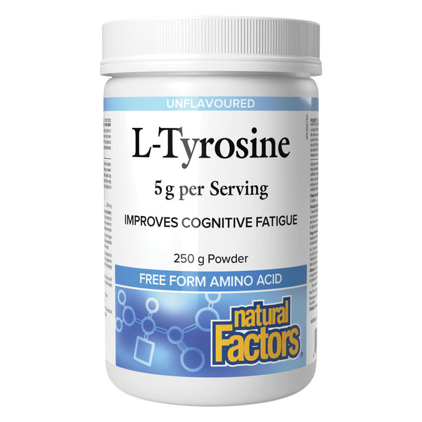 Container of Natural Factors L-Tyrosine 5g Per Serving 250g Powder
