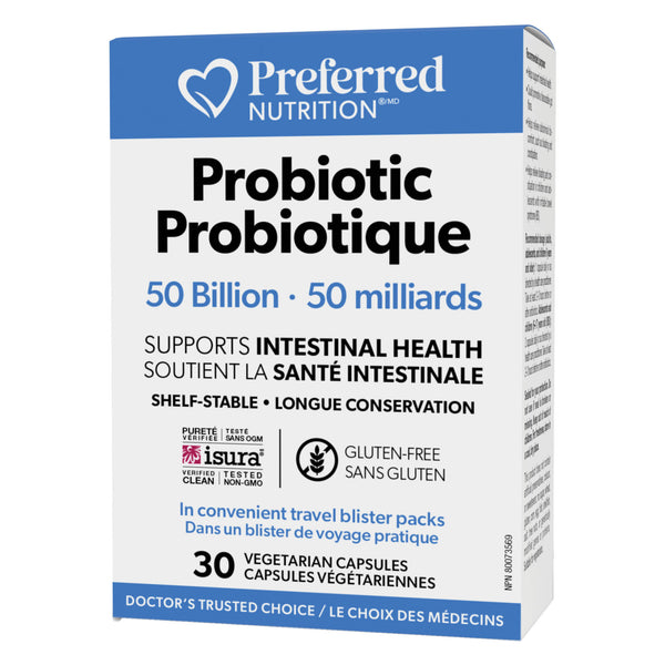 Box of Natural Factors Probiotic 50 Billion 10 Probiotic Strains - Shelf Stable 30 Vegetarian Capsules
