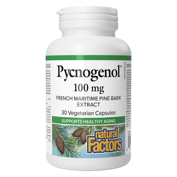 Bottle of Natural Factors Pycnogenol 100 mg 30 Vegetarian Capsules
