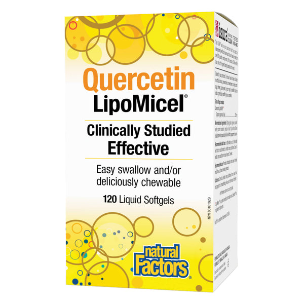 Bottle of Natural Factors Quercetin + LipoMicel Matrix 120 Liquid Softgels
