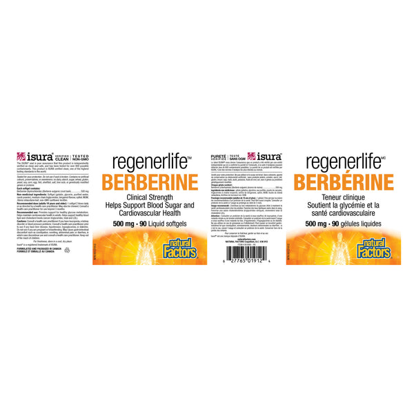 Natural Factors RegenerLife Berberine 500mg Label
