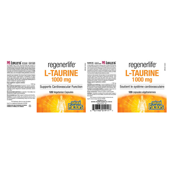 Natural Factors RegenerLife L-Taurine 1000mg Label
